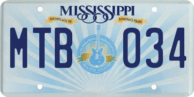 MS license plate MTB034