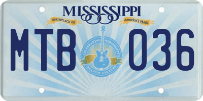 MS license plate MTB036