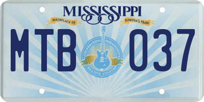 MS license plate MTB037