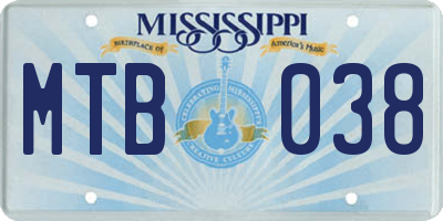 MS license plate MTB038