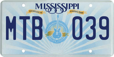 MS license plate MTB039