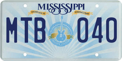 MS license plate MTB040