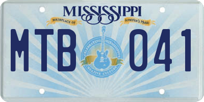 MS license plate MTB041
