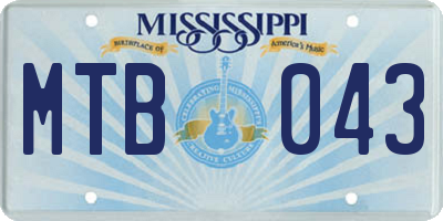 MS license plate MTB043