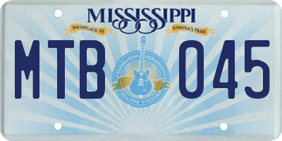 MS license plate MTB045
