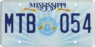 MS license plate MTB054