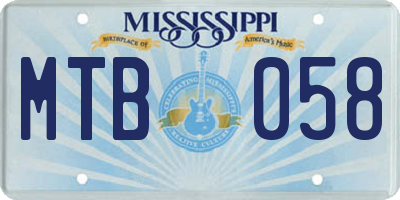 MS license plate MTB058