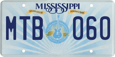 MS license plate MTB060