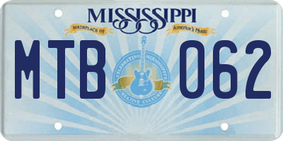 MS license plate MTB062
