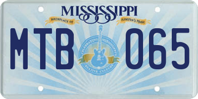 MS license plate MTB065
