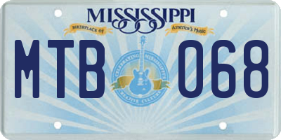 MS license plate MTB068