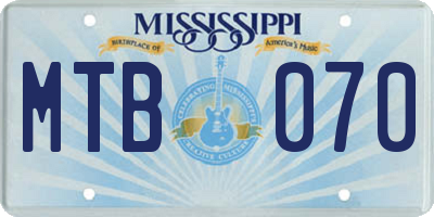 MS license plate MTB070