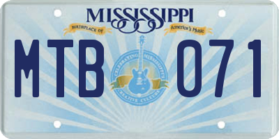 MS license plate MTB071