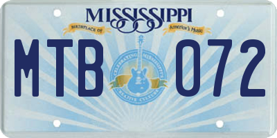 MS license plate MTB072