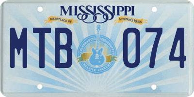 MS license plate MTB074