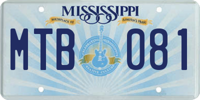MS license plate MTB081