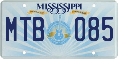 MS license plate MTB085