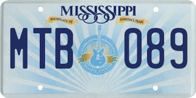 MS license plate MTB089