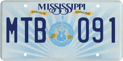 MS license plate MTB091