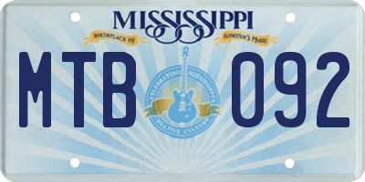 MS license plate MTB092