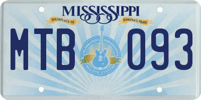 MS license plate MTB093