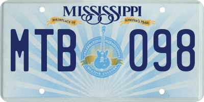 MS license plate MTB098