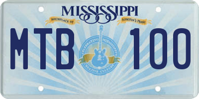 MS license plate MTB100