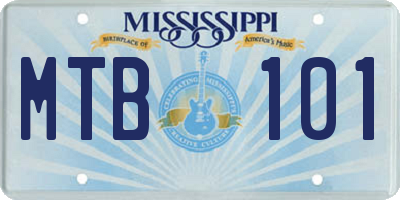 MS license plate MTB101