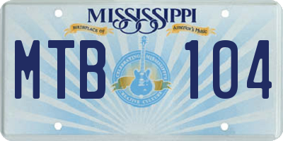 MS license plate MTB104