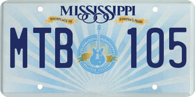 MS license plate MTB105