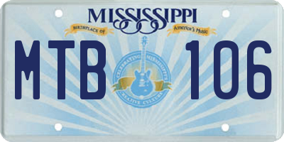 MS license plate MTB106