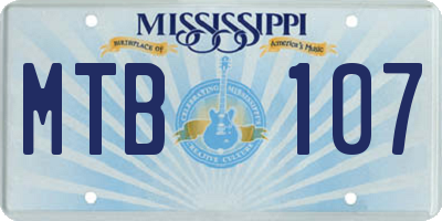 MS license plate MTB107