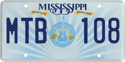 MS license plate MTB108