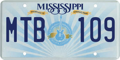 MS license plate MTB109