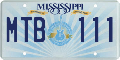 MS license plate MTB111