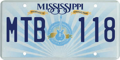 MS license plate MTB118