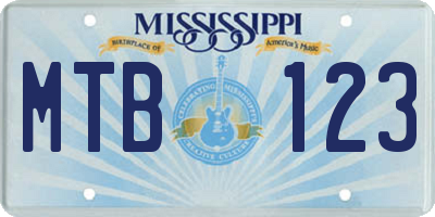 MS license plate MTB123