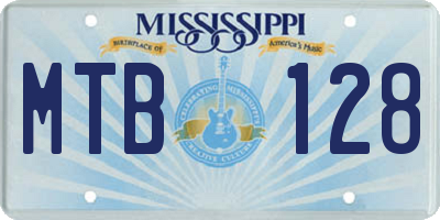 MS license plate MTB128