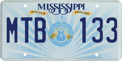 MS license plate MTB133