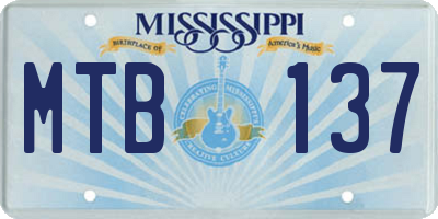 MS license plate MTB137