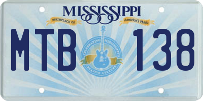 MS license plate MTB138