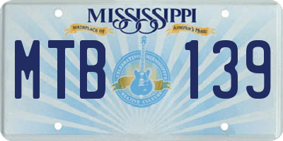 MS license plate MTB139