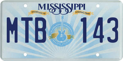 MS license plate MTB143