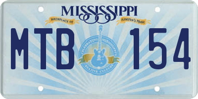 MS license plate MTB154