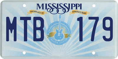 MS license plate MTB179