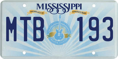 MS license plate MTB193