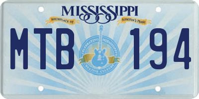 MS license plate MTB194