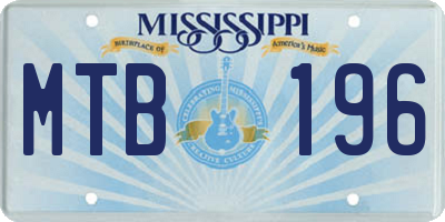 MS license plate MTB196