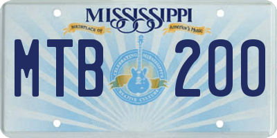 MS license plate MTB200