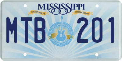 MS license plate MTB201